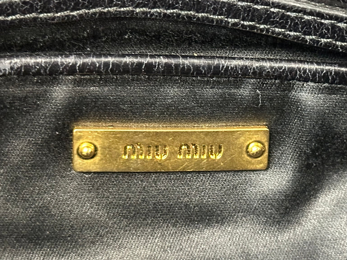 Miu Miu logo VITELLO SHINE black leather handbag