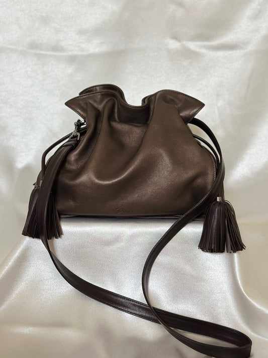 Loewe Flamenco Anagram Shoulder purse Leather Beige Silver