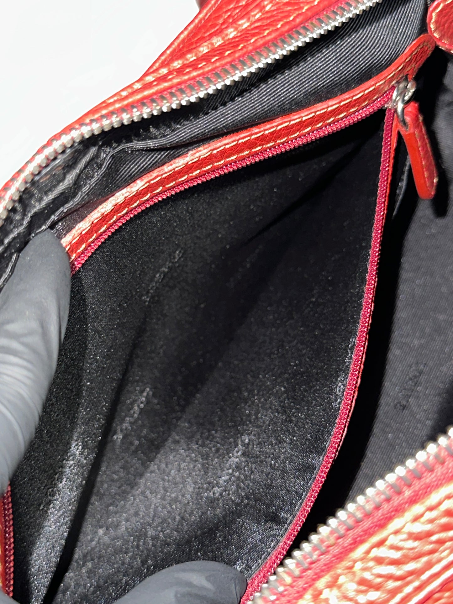 LOEWE Senda Leather Shoulder Bag Handbag Red