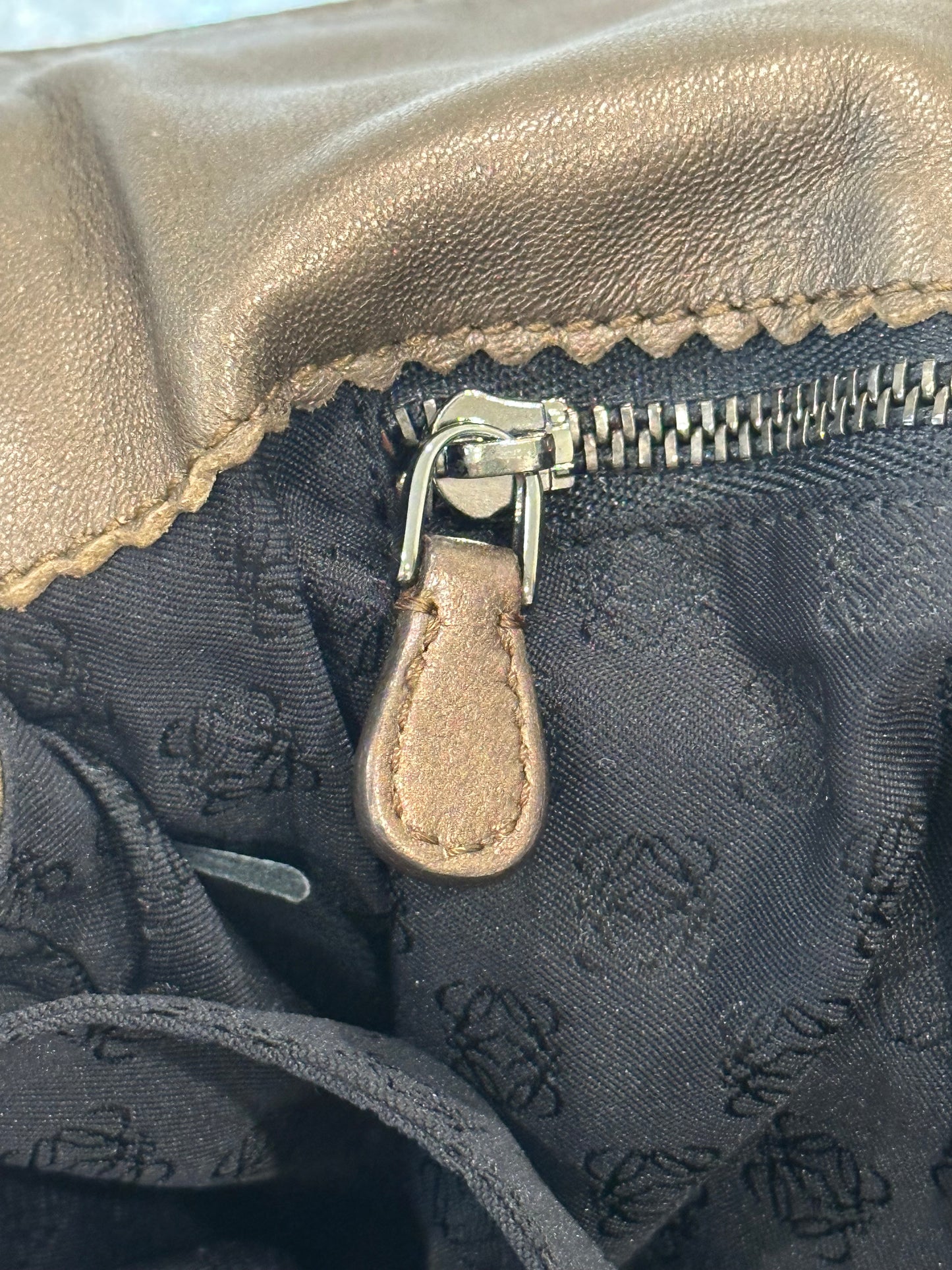 Loewe Flamenco Anagram Shoulder purse Leather Beige Silver