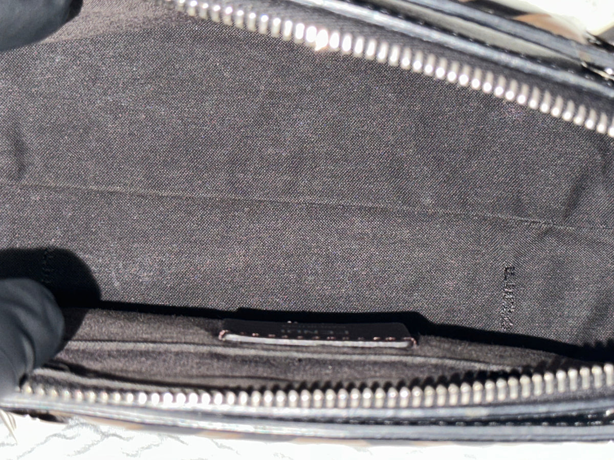 FENDI Zucca By The Way Leather 2Way Shoulder Bag Black Brown