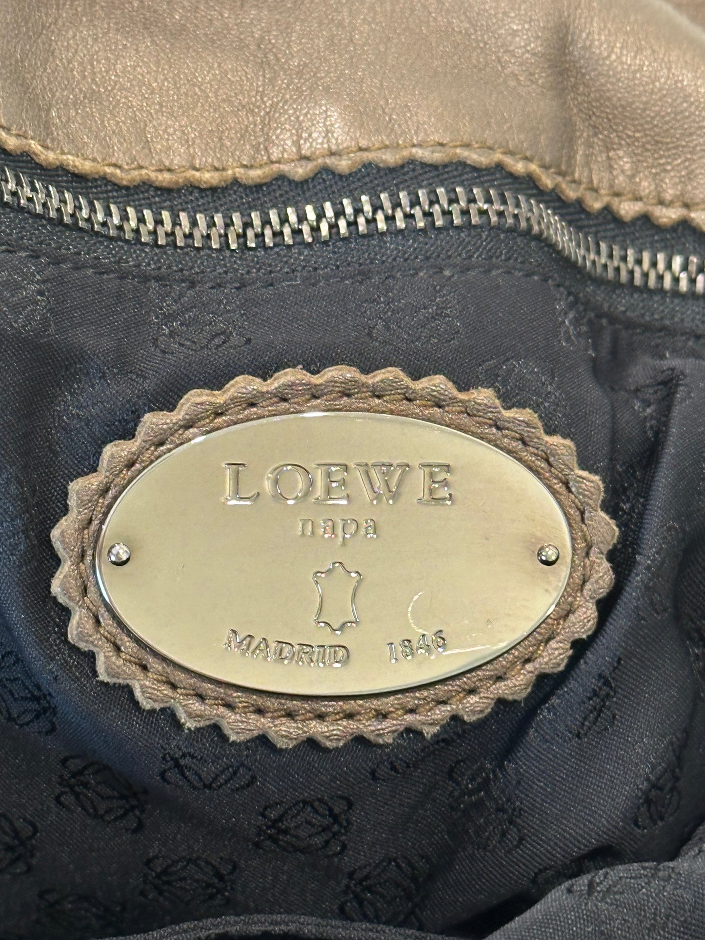 Loewe Flamenco Anagram Shoulder purse Leather Beige Silver