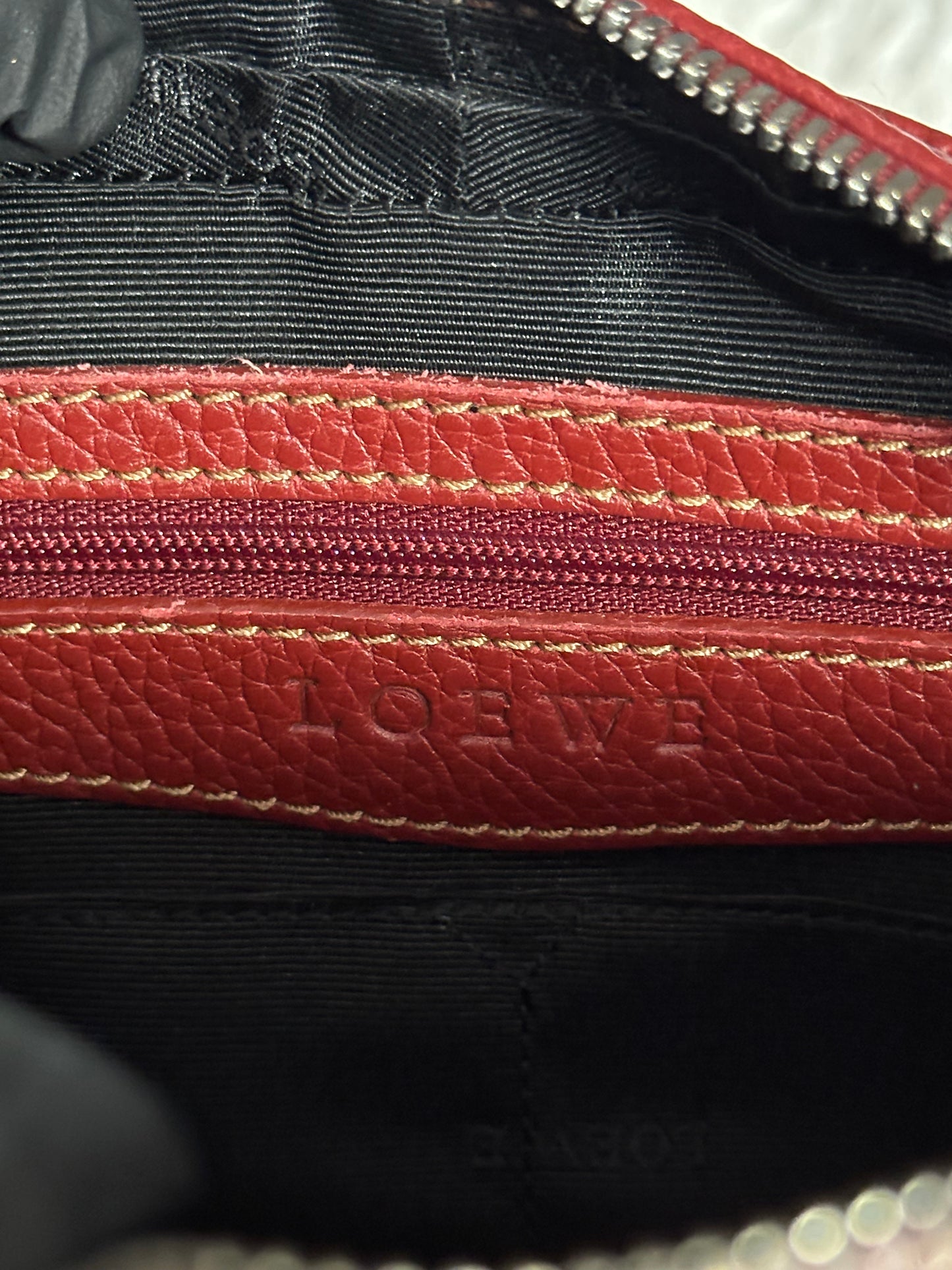 LOEWE Senda Leather Shoulder Bag Handbag Red