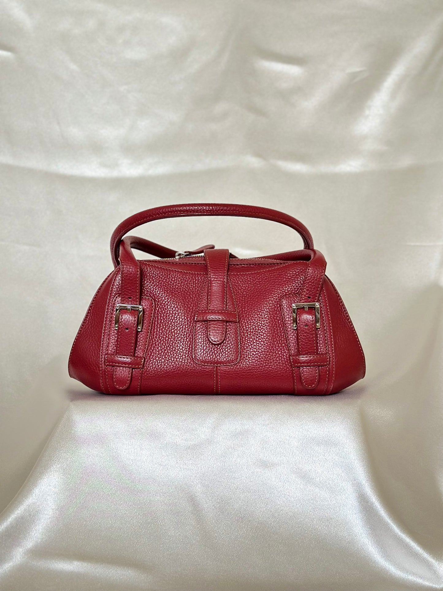 LOEWE Senda Leather Shoulder Bag Handbag Red