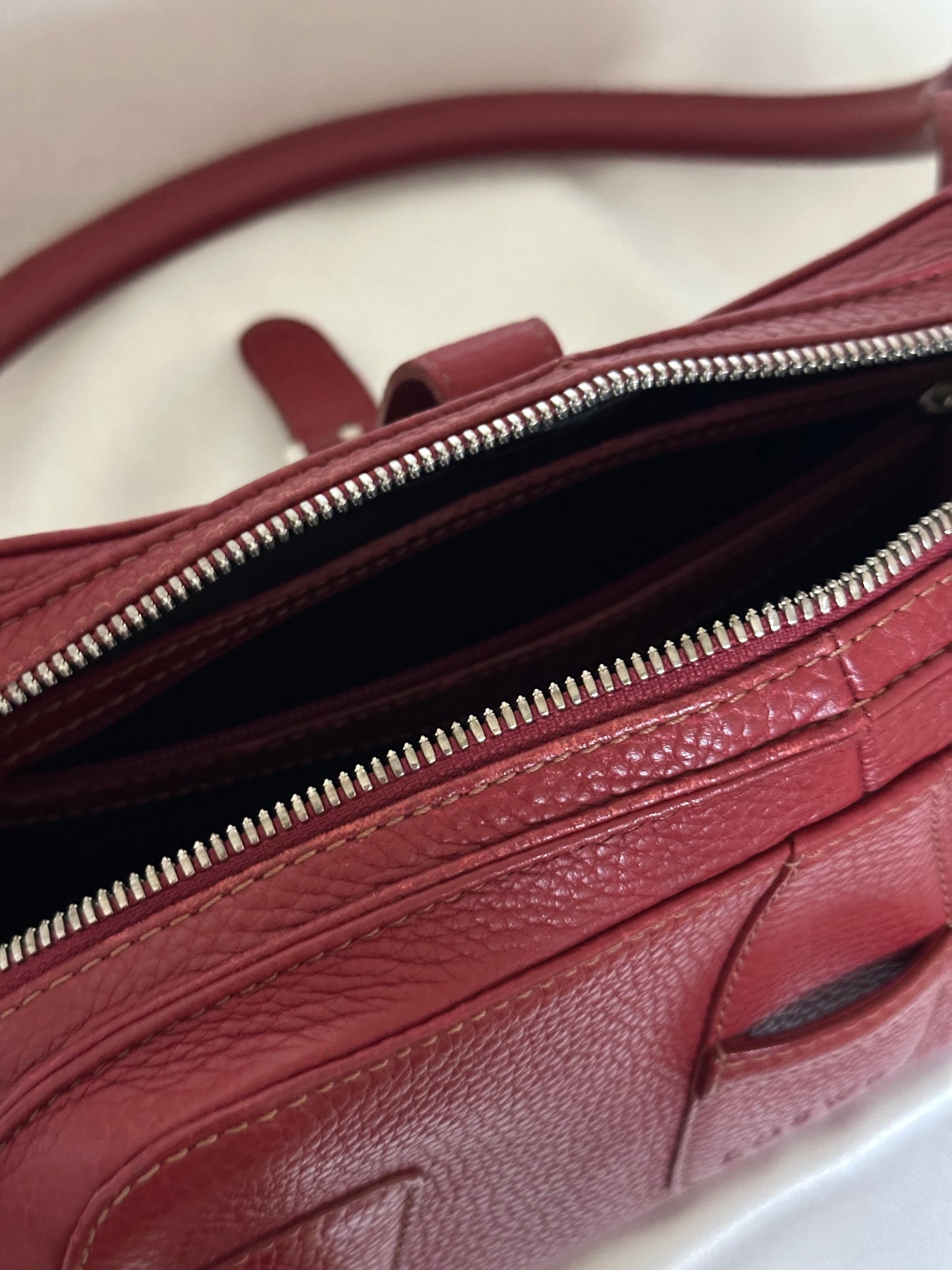 LOEWE Senda Leather Shoulder Bag Handbag Red