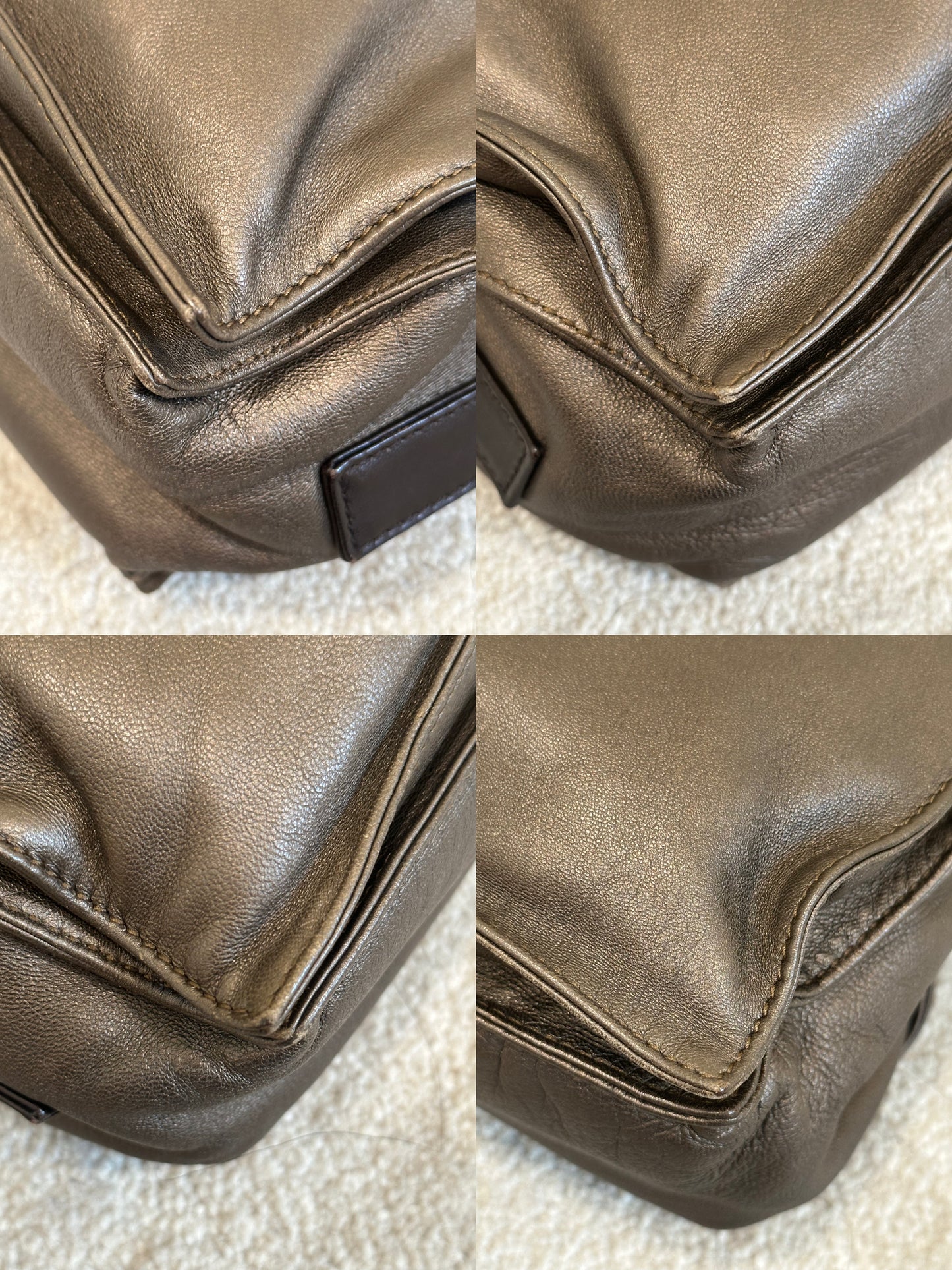 Loewe Flamenco Anagram Shoulder purse Leather Beige Silver