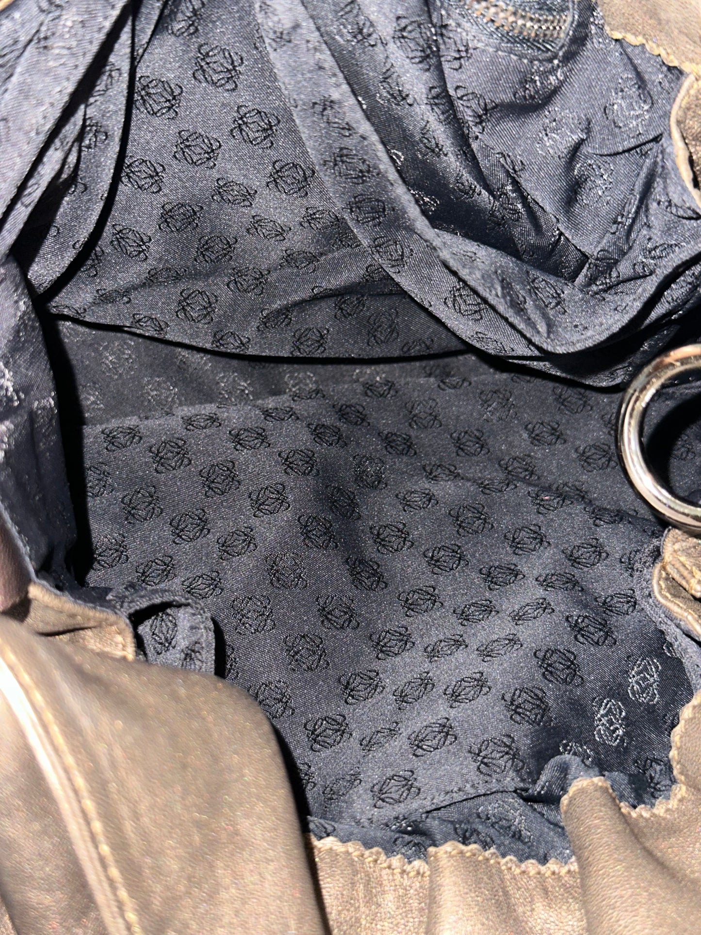 Loewe Flamenco Anagram Shoulder purse Leather Beige Silver