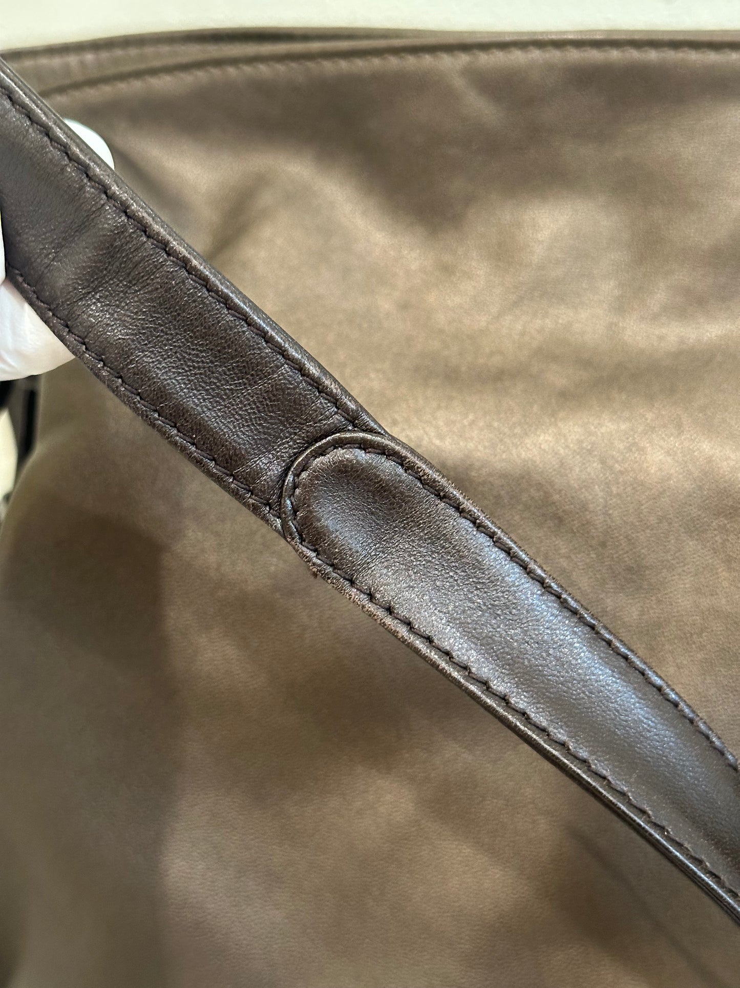 Loewe Flamenco Anagram Shoulder purse Leather Beige Silver