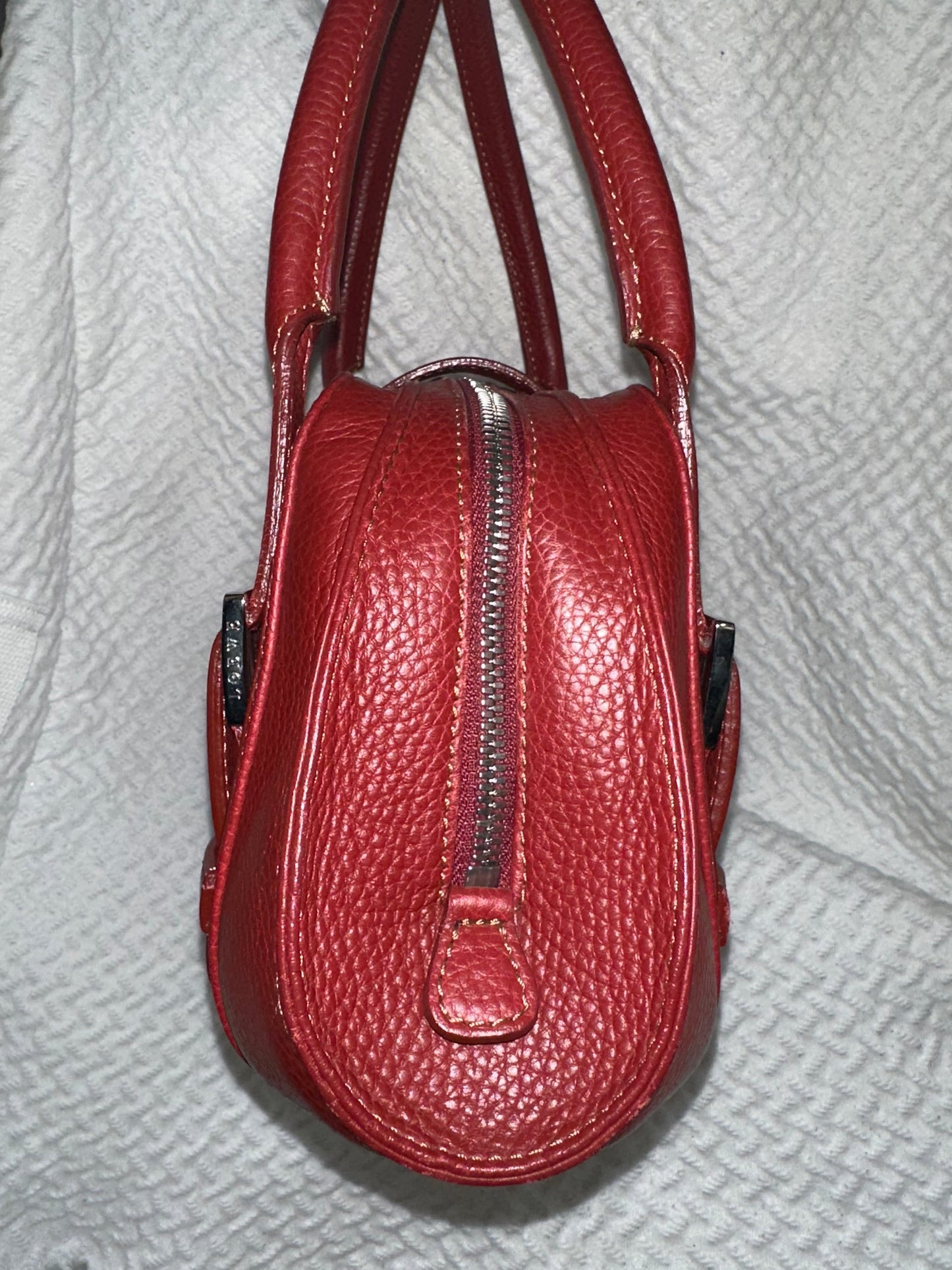 LOEWE Senda Leather Shoulder Bag Handbag Red