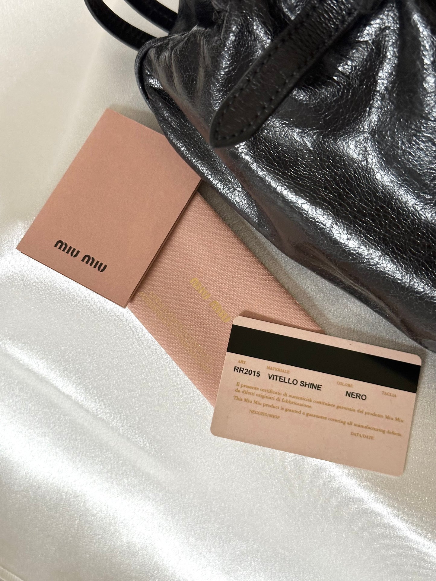 Miu Miu logo VITELLO SHINE black leather handbag