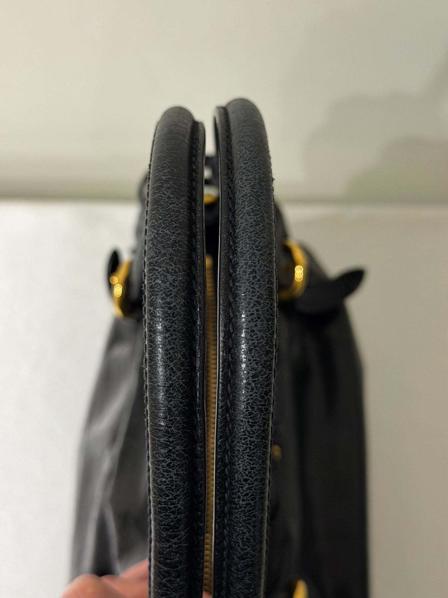 Miu Miu logo VITELLO SHINE black leather handbag