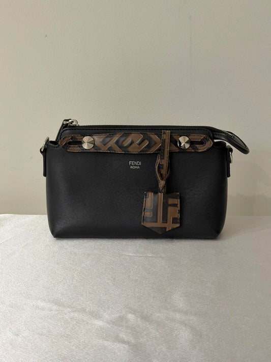 FENDI Zucca By The Way Leather 2Way Shoulder Bag Black Brown