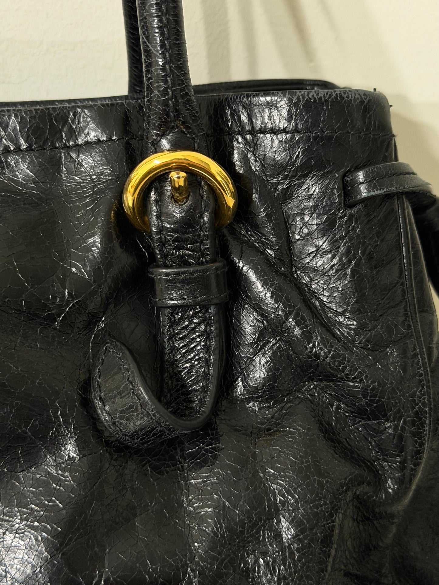 Miu Miu logo VITELLO SHINE black leather handbag