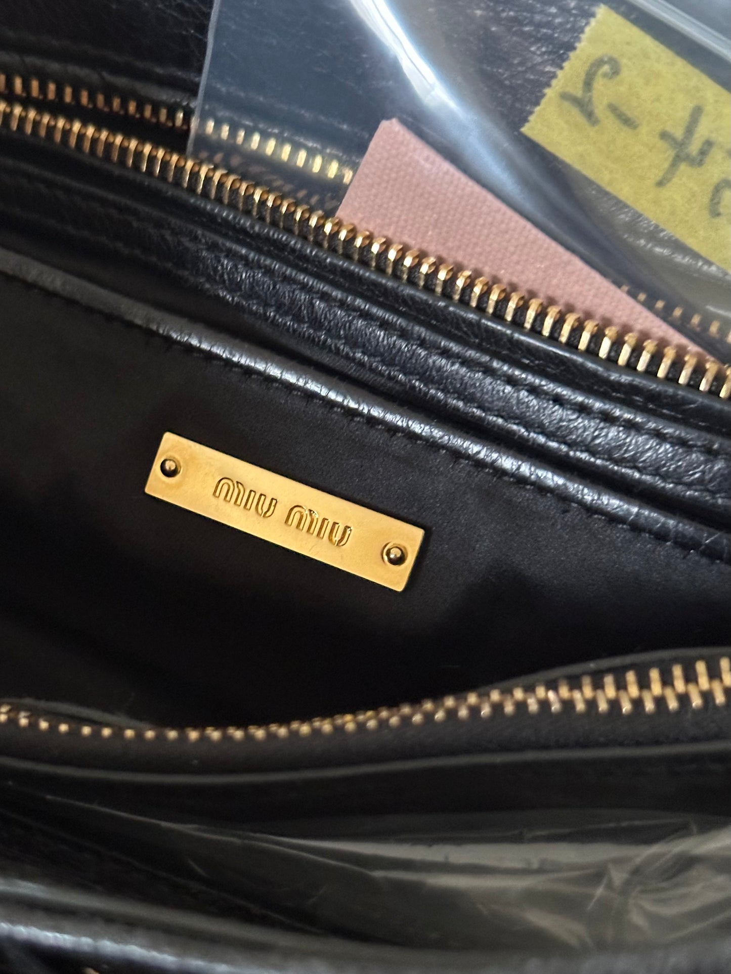 Miu Miu logo VITELLO SHINE black leather handbag