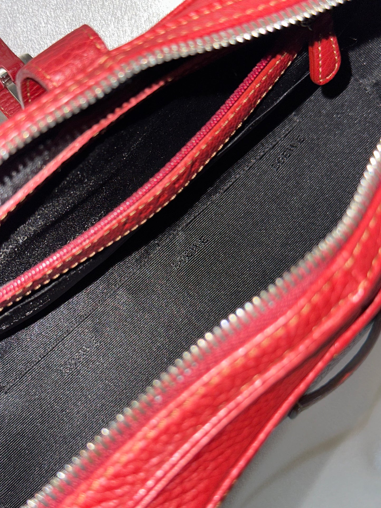 LOEWE Senda Leather Shoulder Bag Handbag Red