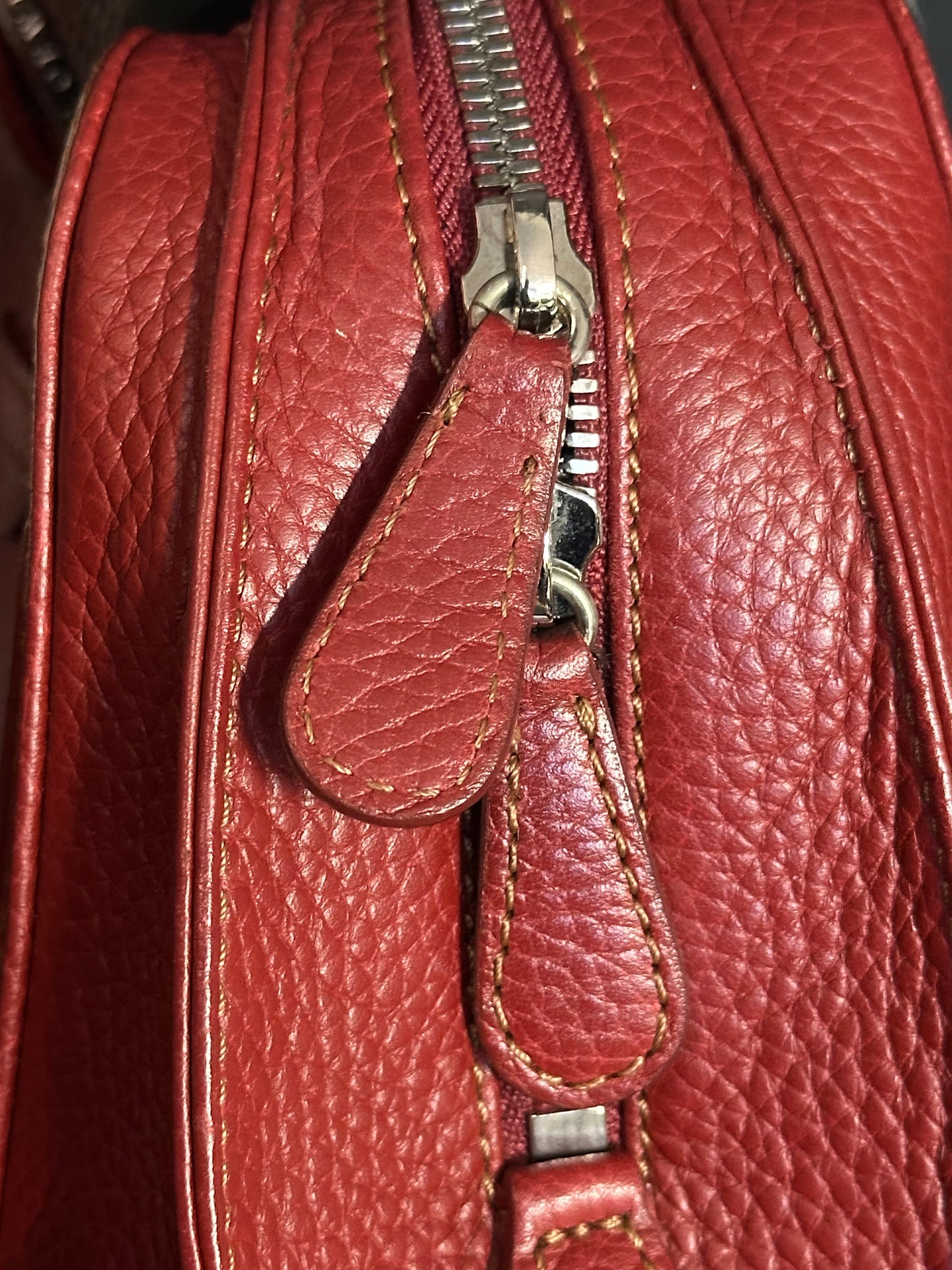 LOEWE Senda Leather Shoulder Bag Handbag Red