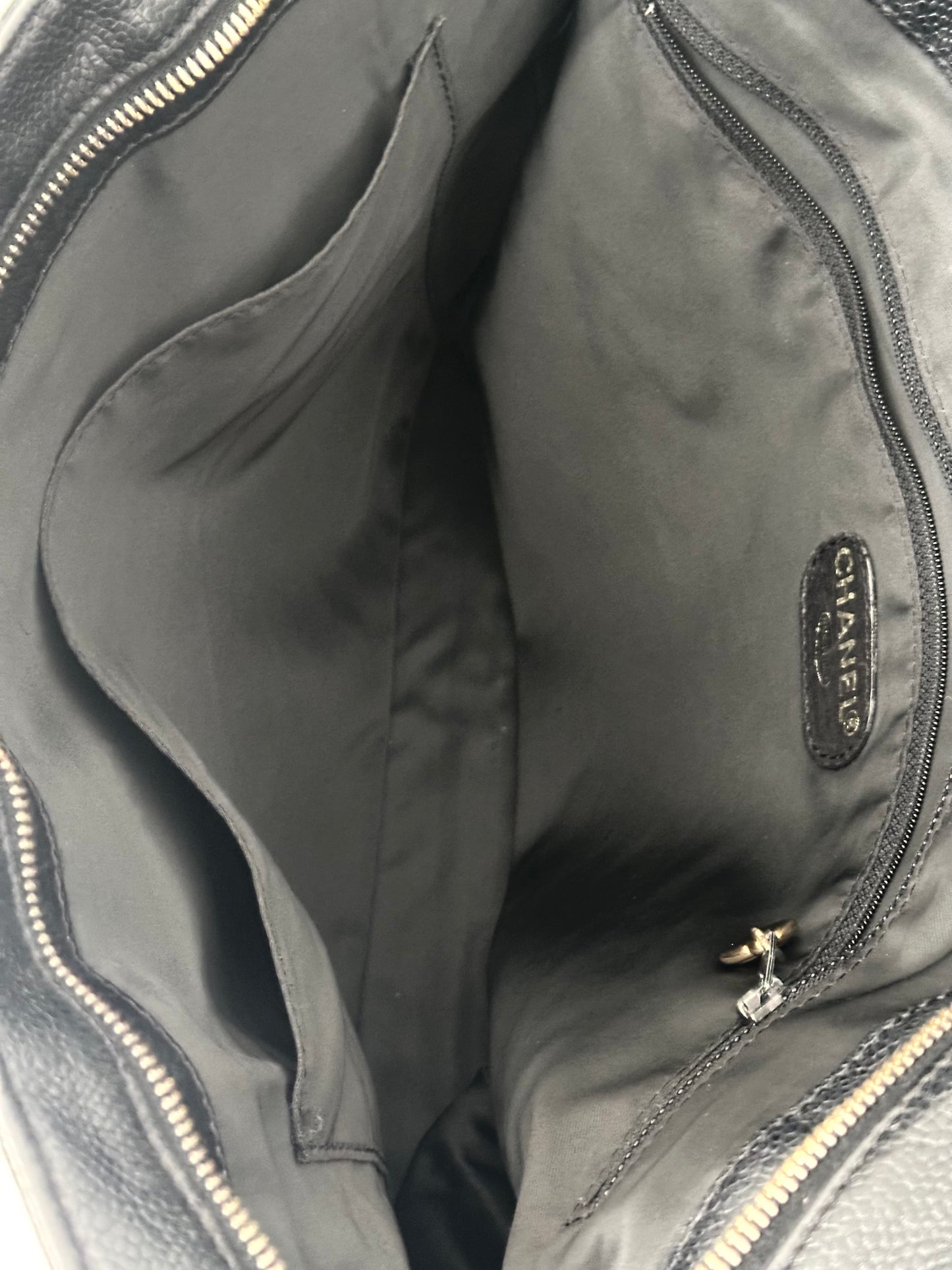 Chanel Logo Caviar Leather Tote