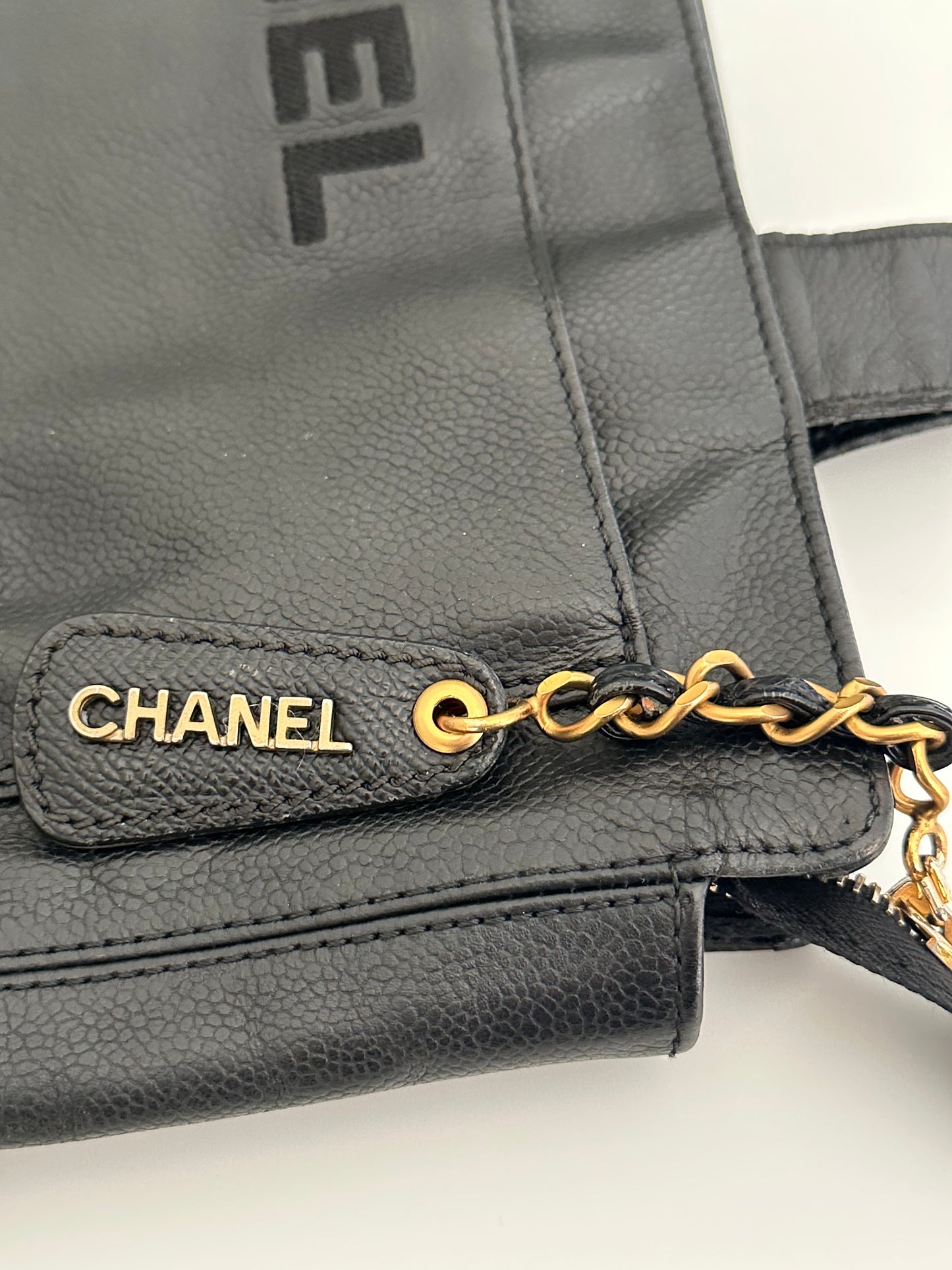 Chanel Logo Caviar Leather Tote