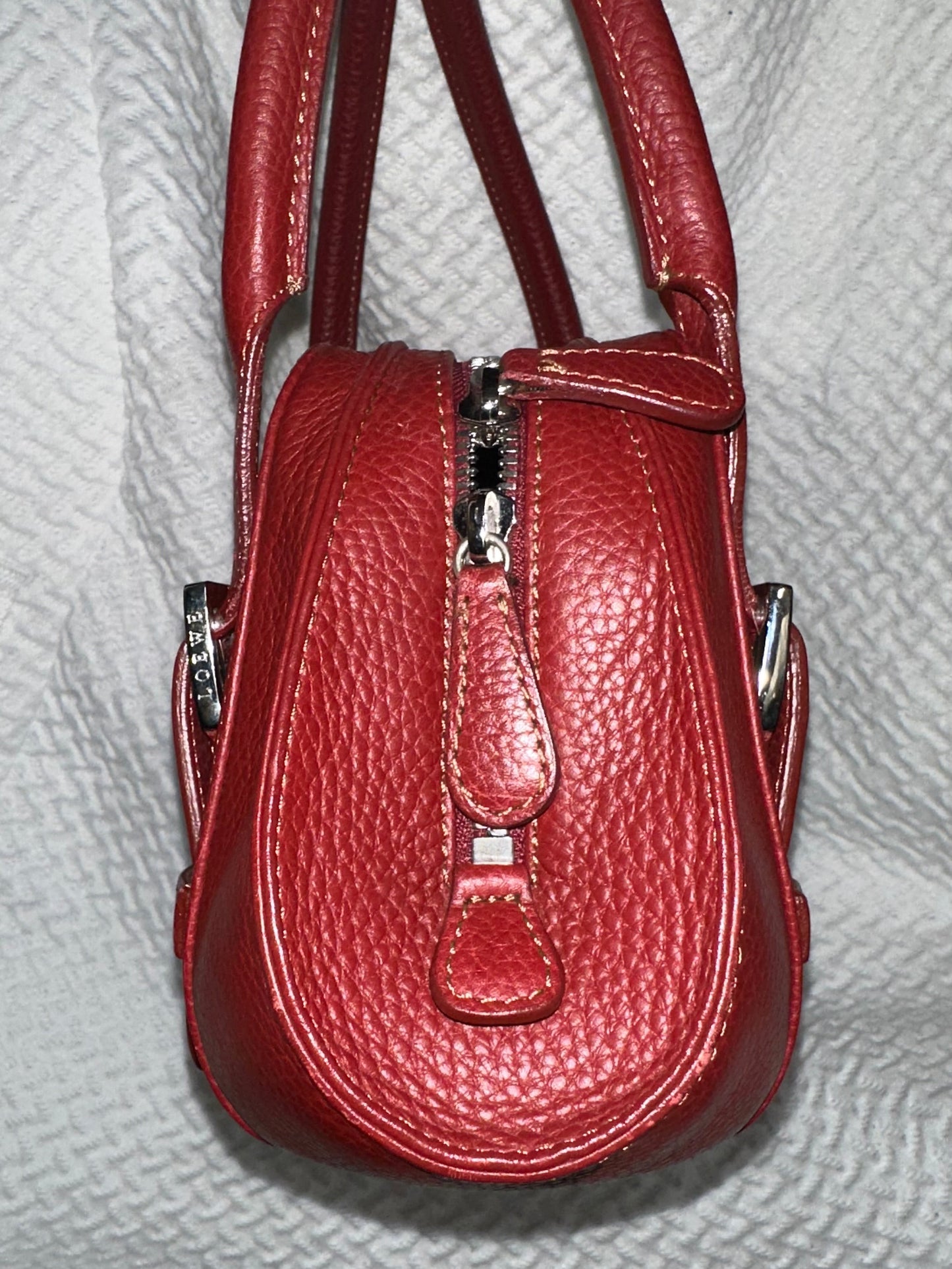 LOEWE Senda Leather Shoulder Bag Handbag Red