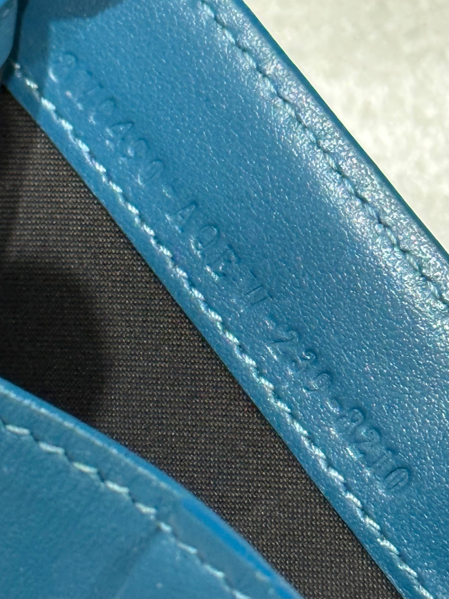 SOLD-Fendi FF Cube Bi-fold Compact wallet Blue leather