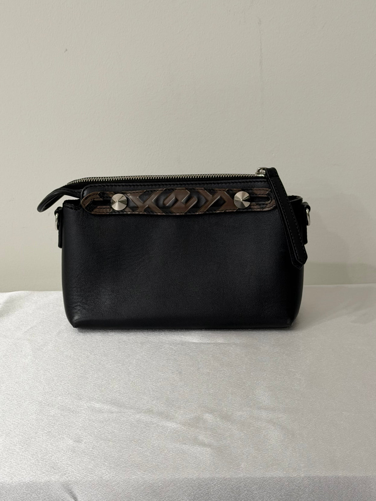 FENDI Zucca By The Way Leather 2Way Shoulder Bag Black Brown
