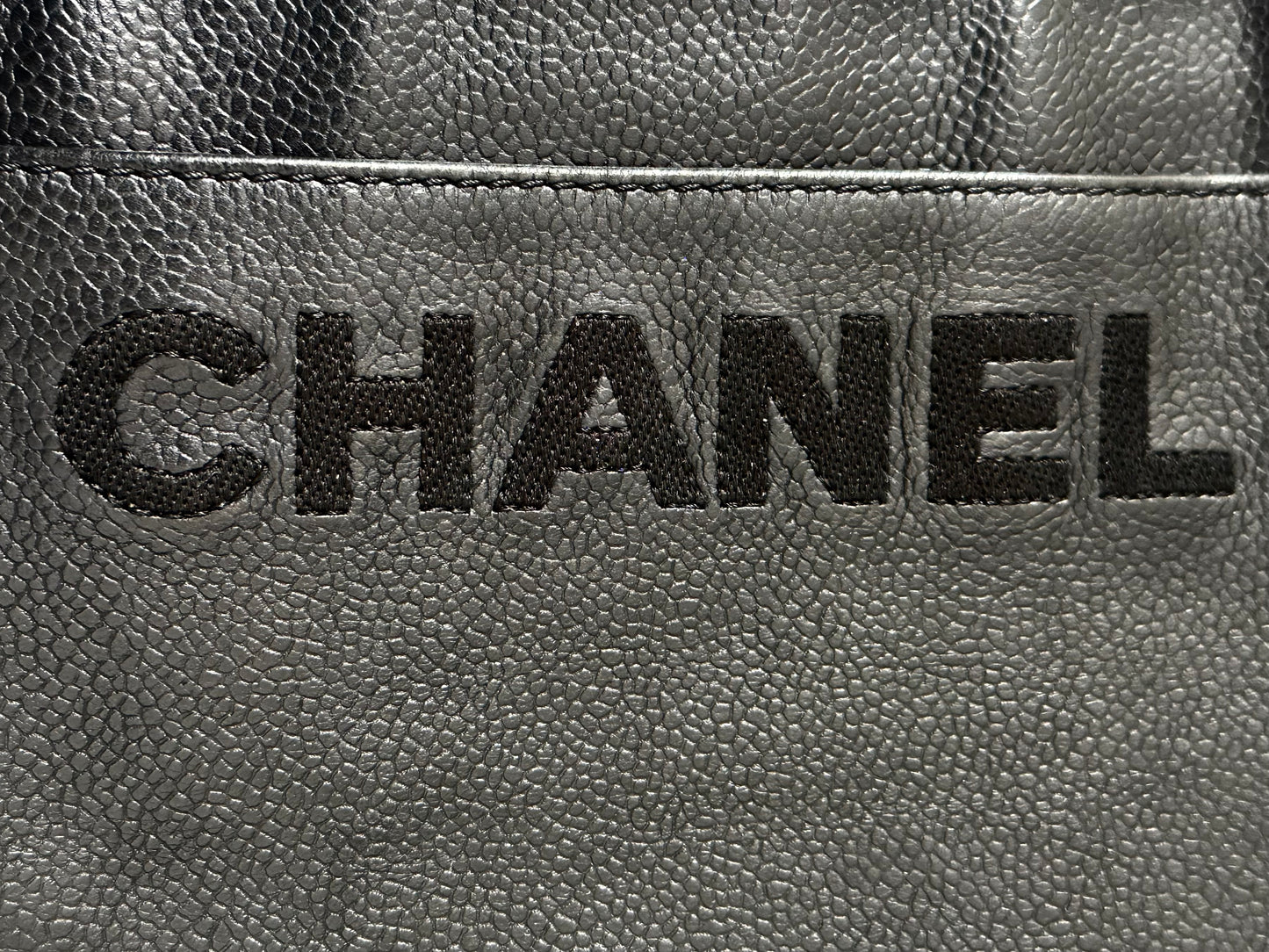 Chanel Logo Caviar Leather Tote
