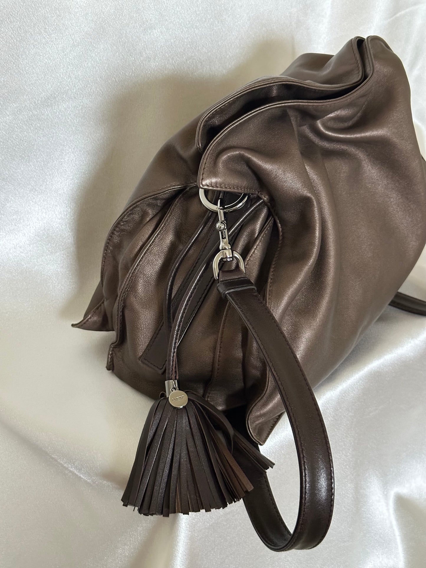 Loewe Flamenco Anagram Shoulder purse Leather Beige Silver