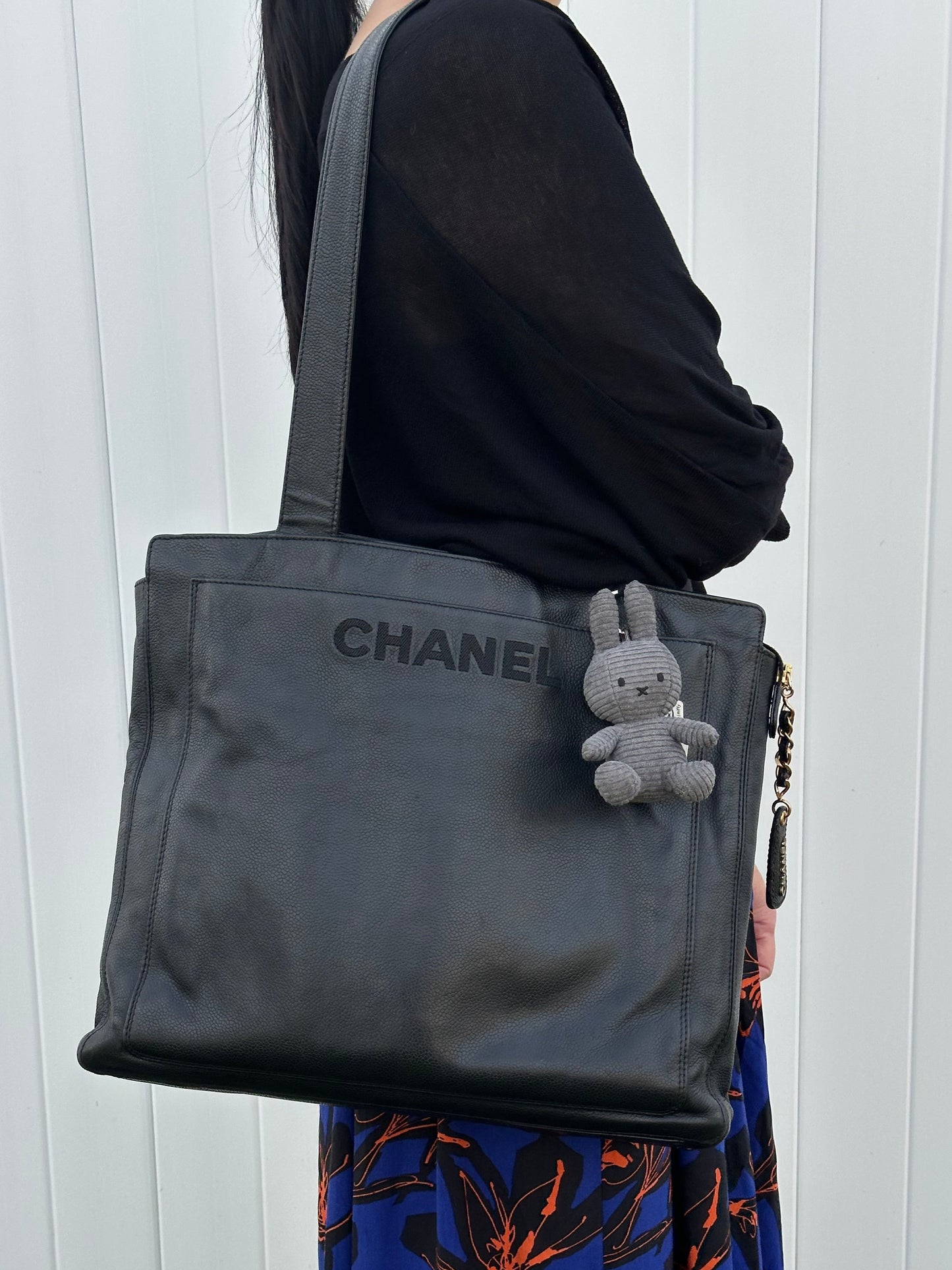 Chanel Logo Caviar Leather Tote